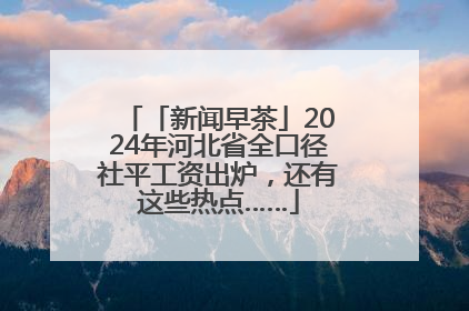 「新闻早茶」2024年河北省全口径社平工资出炉，还有这些热点……