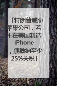 特朗普威胁苹果公司：若不在美国制造iPhone，须缴纳至少25%关税