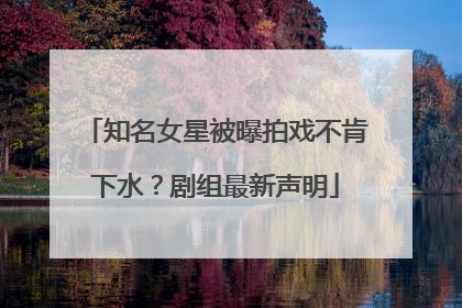 知名女星被曝拍戏不肯下水？剧组最新声明