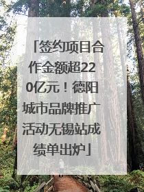 签约项目合作金额超220亿元！德阳城市品牌推广活动无锡站成绩单出炉