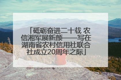 砥砺奋进二十载 农信湘军展新颜——写在湖南省农村信用社联合社成立20周年之际