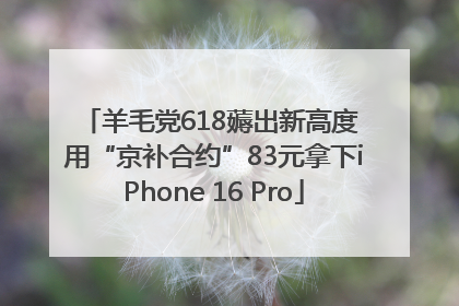 羊毛党618薅出新高度 用“京补合约”83元拿下iPhone 16 Pro