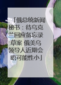 俄总统新闻秘书：待乌克兰回应备忘录草案 俄美乌领导人近期会晤可能性小