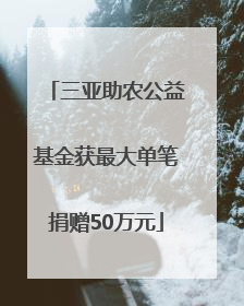 三亚助农公益基金获最大单笔捐赠50万元