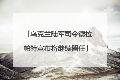 乌克兰陆军司令德拉帕特宣布将继续留任