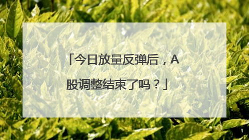 今日放量反弹后，A股调整结束了吗？