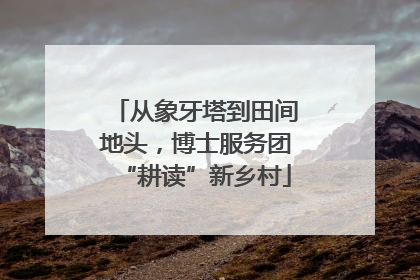 从象牙塔到田间地头，博士服务团“耕读”新乡村