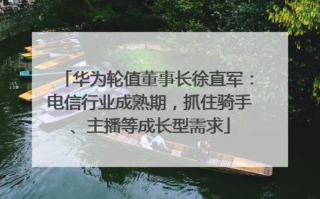 华为轮值董事长徐直军：电信行业成熟期，抓住骑手、主播等成长型需求