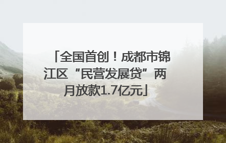 全国首创！成都市锦江区“民营发展贷”两月放款1.7亿元