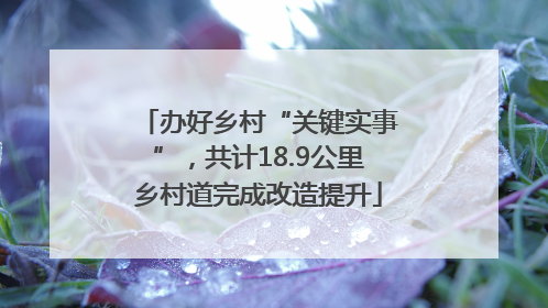 办好乡村“关键实事”，共计18.9公里乡村道完成改造提升
