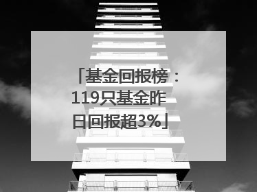 基金回报榜：119只基金昨日回报超3%