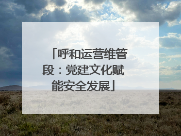 呼和运营维管段：党建文化赋能安全发展