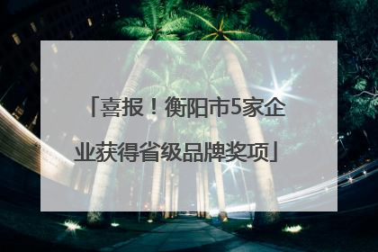 喜报！衡阳市5家企业获得省级品牌奖项