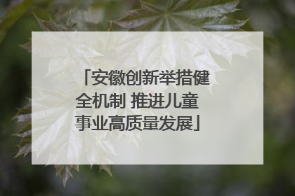 安徽创新举措健全机制 推进儿童事业高质量发展