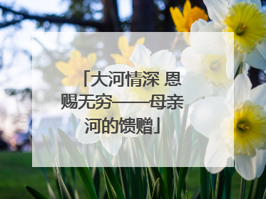 大河情深 恩赐无穷——母亲河的馈赠