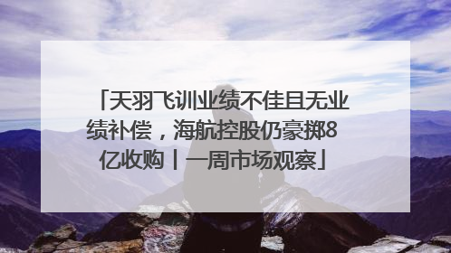 天羽飞训业绩不佳且无业绩补偿，海航控股仍豪掷8亿收购丨一周市场观察
