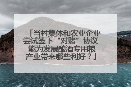 当村集体和农业企业尝试签下“对赌”协议 能为发展酿酒专用粮产业带来哪些利好？