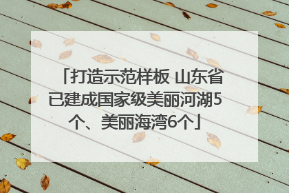 打造示范样板 山东省已建成国家级美丽河湖5个、美丽海湾6个