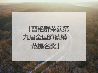 曹艳群荣获第九届全国道德模范提名奖