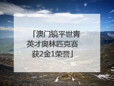 澳门镜平世青英才奥林匹克赛获2金1荣誉