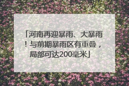 河南再迎暴雨、大暴雨！与前期暴雨区有重叠，局部可达200毫米