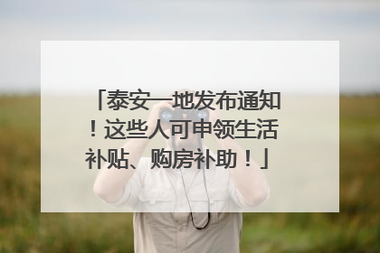 泰安一地发布通知！这些人可申领生活补贴、购房补助！