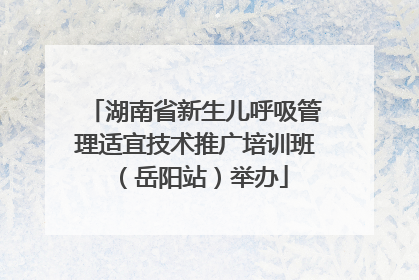 湖南省新生儿呼吸管理适宜技术推广培训班（岳阳站）举办