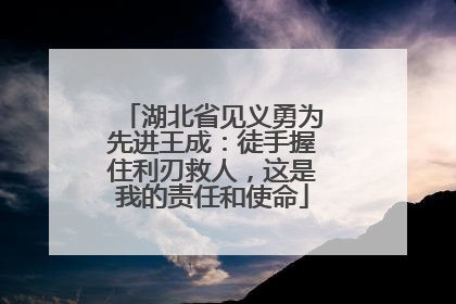 湖北省见义勇为先进王成：徒手握住利刃救人，这是我的责任和使命