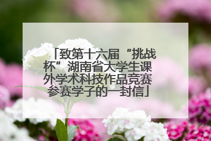 致第十六届“挑战杯”湖南省大学生课外学术科技作品竞赛参赛学子的一封信