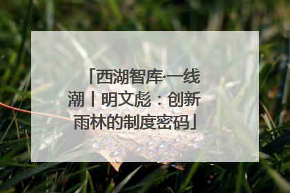 西湖智库·一线潮丨明文彪：创新雨林的制度密码