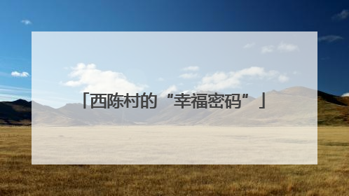西陈村的“幸福密码”