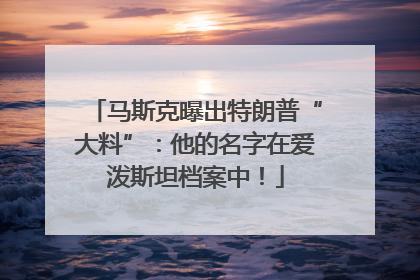 马斯克曝出特朗普“大料”：他的名字在爱泼斯坦档案中！