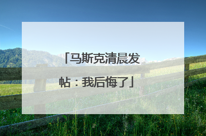 马斯克清晨发帖：我后悔了