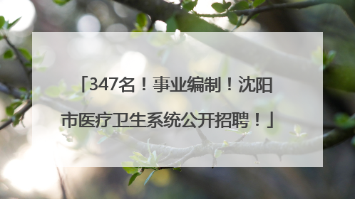 347名！事业编制！沈阳市医疗卫生系统公开招聘！